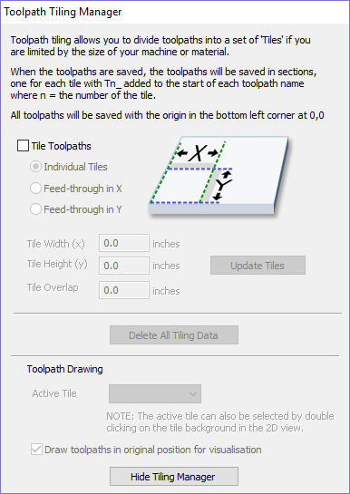 Toolpaths Tiling Manager Dialog